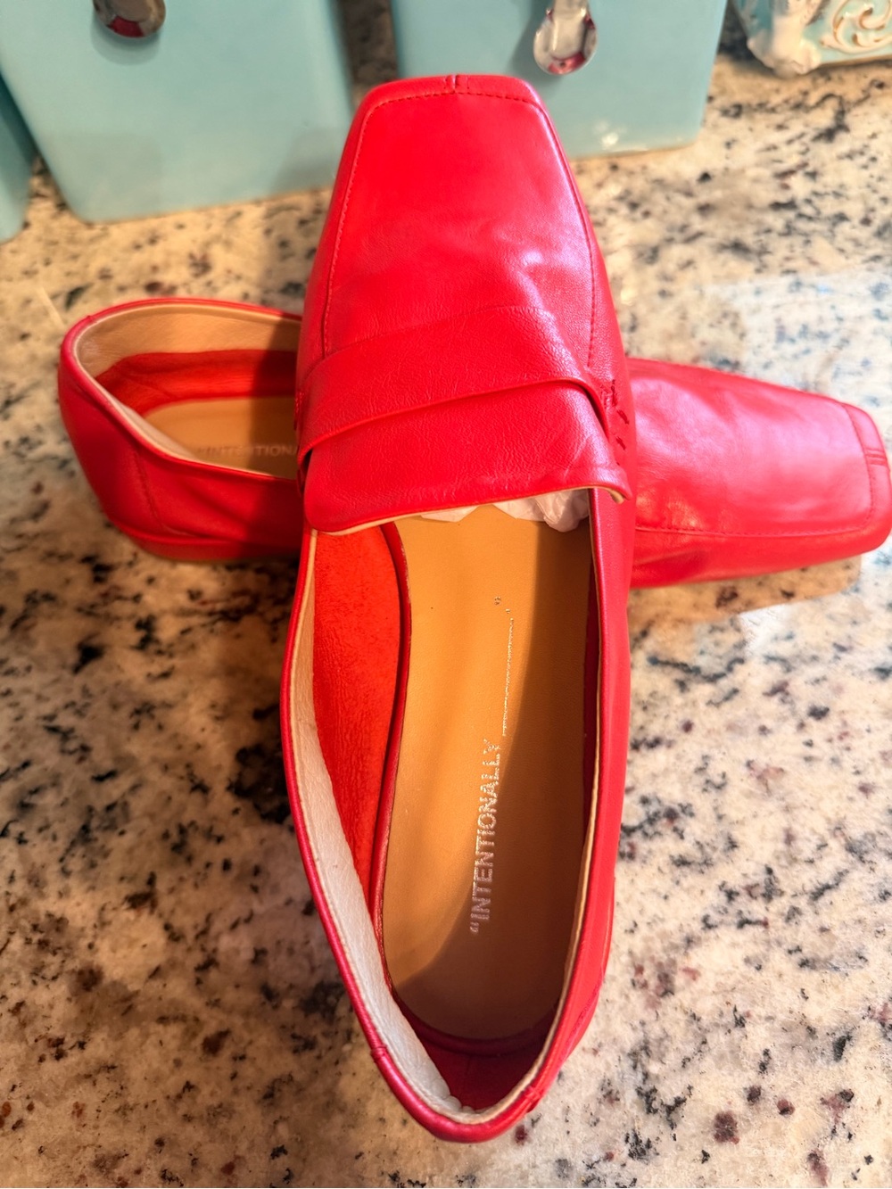 Red Leather Intentionally Blank Loafers